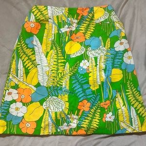 Vintage Quantum! Sportswear Tennis Skirt Green Orange Floral Pocket 70's 80's